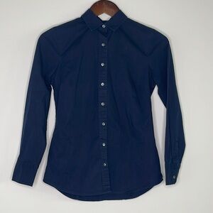 J. Crew Navy Cotton Stretch Perfect Fitted Oxford XSP